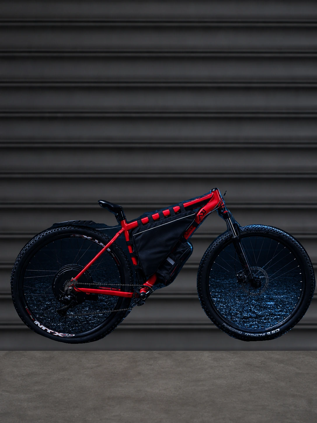 Custom e-bike photographed at the Leicestershire Leccys workshop